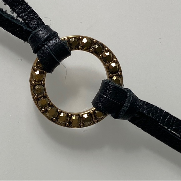 Lucky Brand | Black Leather & Rhinestone Bracelet - Picture 2 of 7